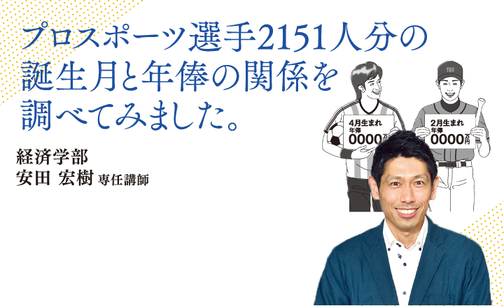 プロスポーツ選手2151人分の誕生月と年俸の関係を調べてみました。経済学部 安田 宏樹 専任講師